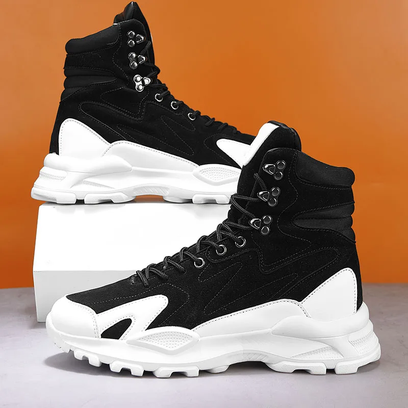 Fashion Men\'s Boots Comfortable Men Casual Shoes Breathable High Top Sneakers for Men Outdoor Non Slip Mens Ankle Boots Platform