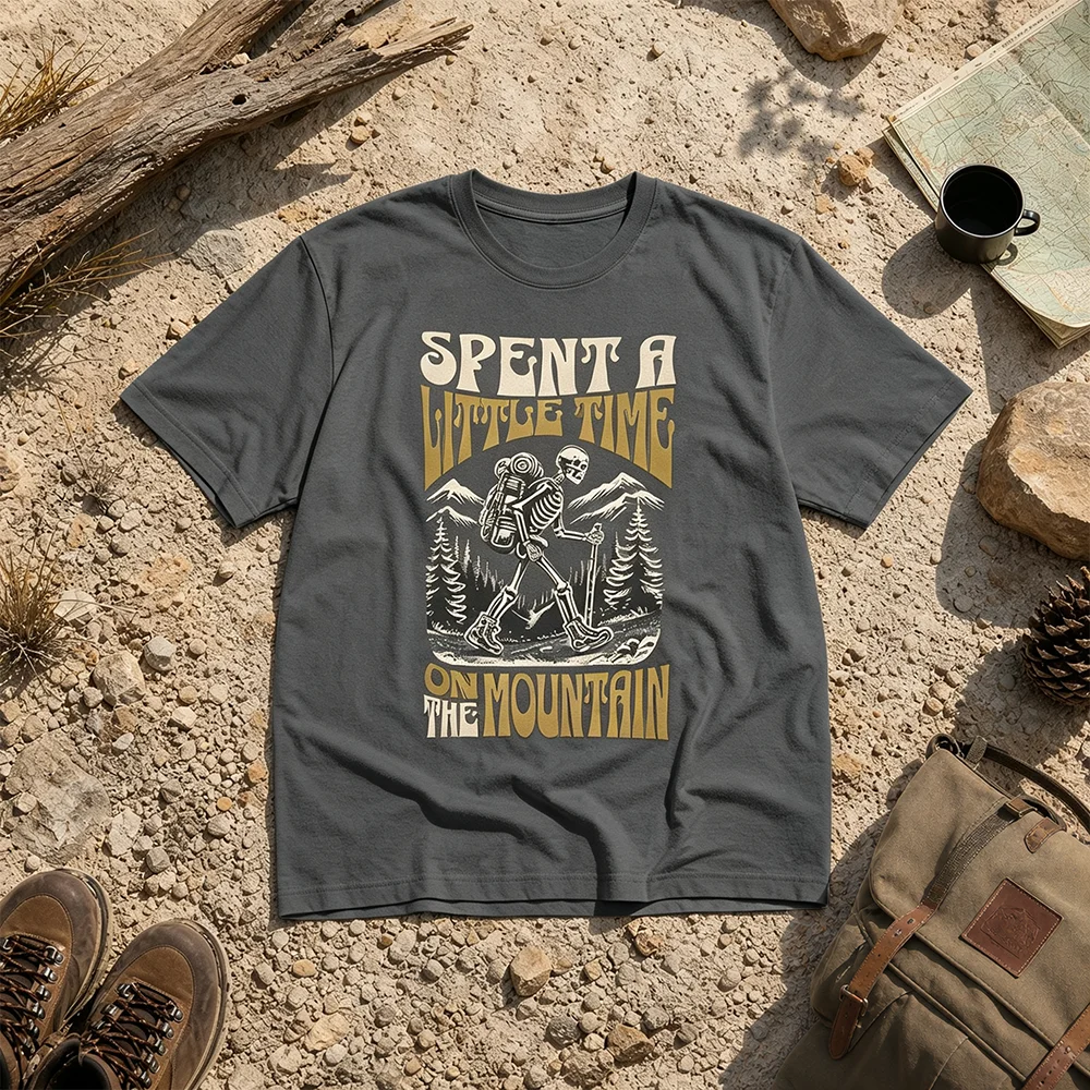 Unisex Gothic Day of the Dead Short Sleeve T-Shirt Breathable Parent-Child Hiking Mountain Skull Outdoor Apparel for Casual Top