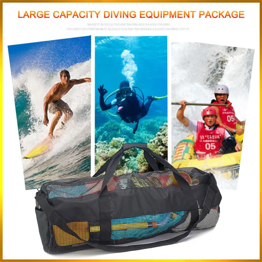 

Портативная сетчатая сумка-тоут с регулируемым ремнем, сумка для хранения оборудования для подводного плавания, большая вместительная сумка на плечо для плавания на открытом воздухе, пляжа