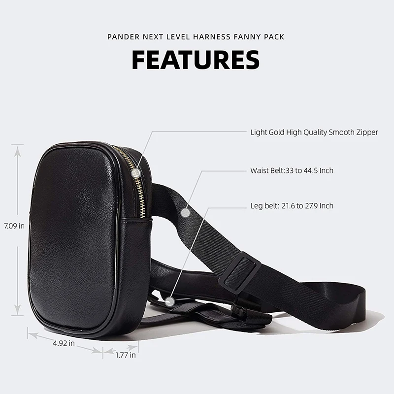 Adjustable Waist Leg Belt Pu Leather Bag Strap Satchel Zipper Leg Simplicity Thigh Hip Bag Girdle Belt Tight-Fitting Purse