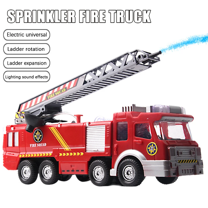 Spray de água arma brinquedo caminhão para crianças, bombeiro, Sam Fire Truck, veículo de motor, carro música luz, brinquedos educativos para meninos