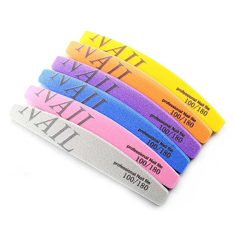 5/10Pcs Professional Half Moon เล็บไฟล์กรวด 100/180 ล้างทําความสะอาดได้เล็บฟองน้ําภาษาโปลิชคําเล็บอุปกรณ์เสริมสําหรับเล็บ