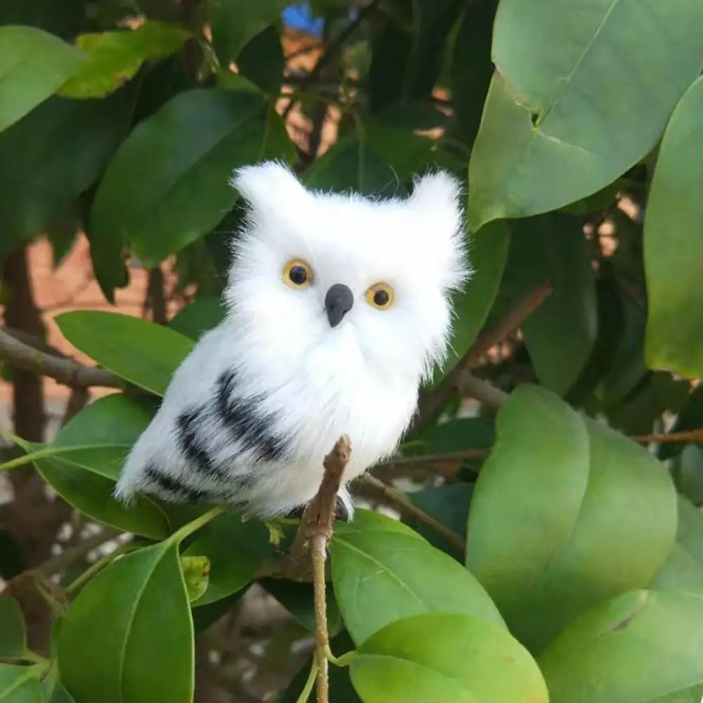 7cm Artificial Owl Lovely Animal Miniature Plush Toy Lifelike Fur Simulation Owl Model Handicraft Garden Ornament Photo Props