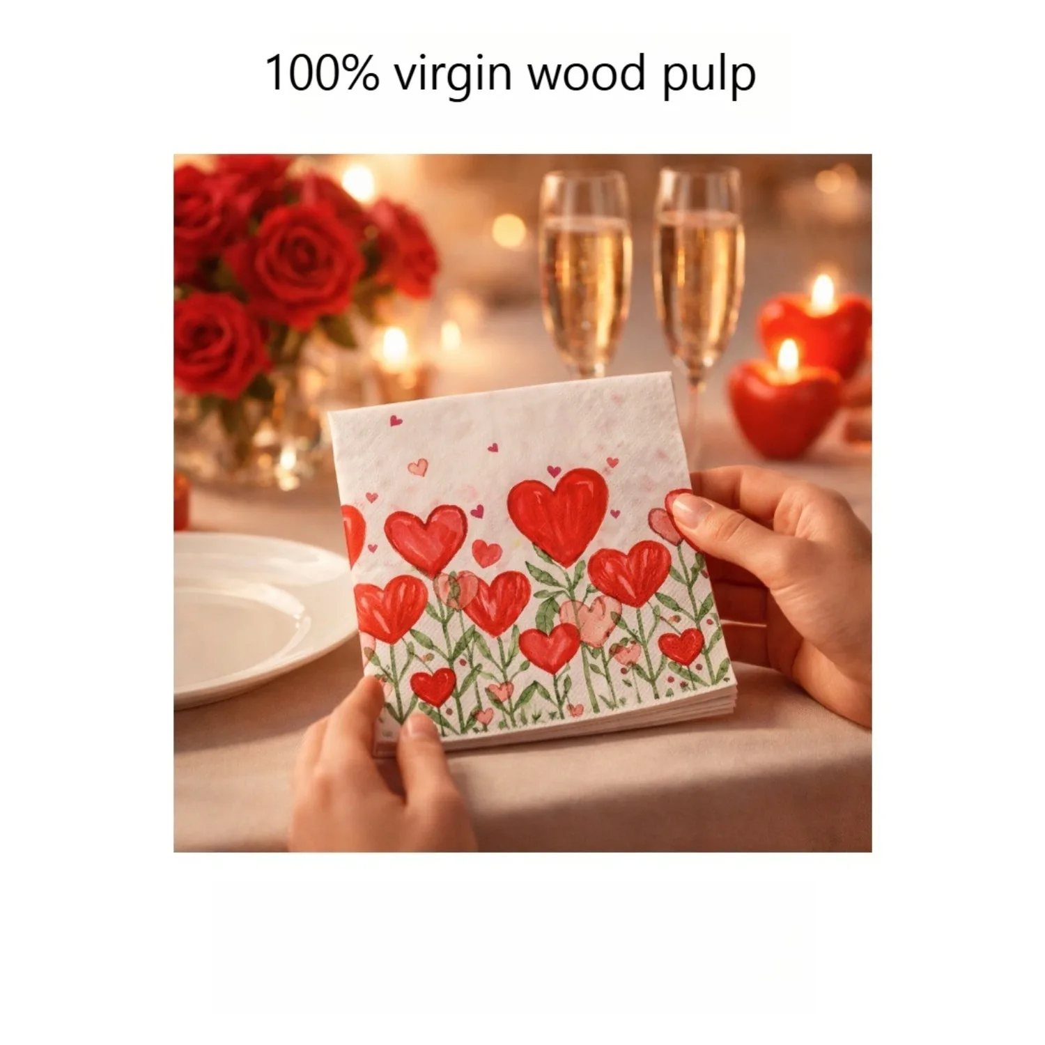 

Valentine's Day hand drawn heart-shaped printed napkins, decorative face towels for festive party atmosphere