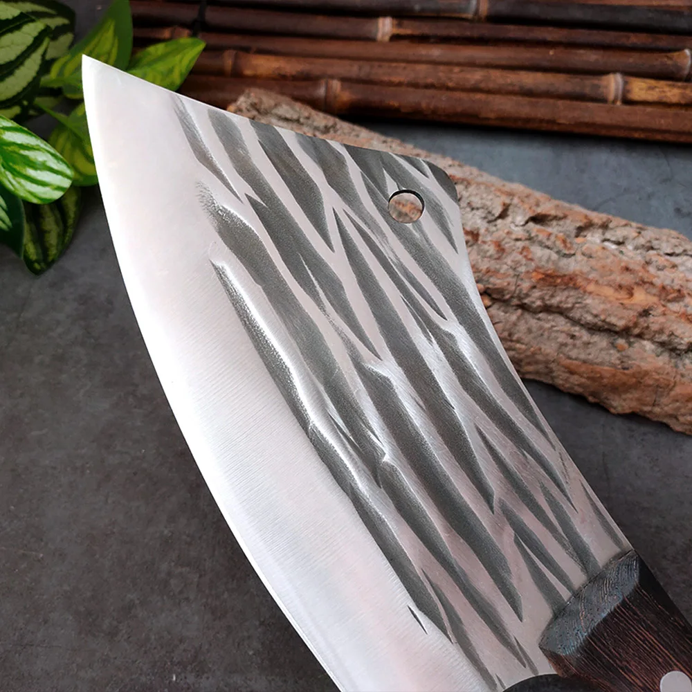 Stainless Steel Kitchen Knife Hand Forged Meat Chopping Cleaver Processing Tool Cutting Kitchenwear With Knife Leather Sheath