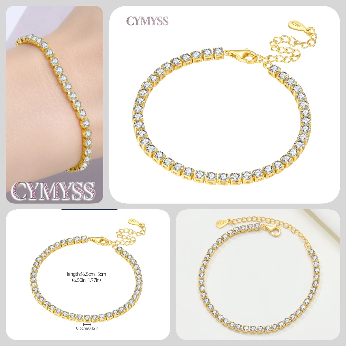 Zierliches Tennisarmband aus 925er Sterlingsilber mit Schmetterlingsanhänger und eingelegtem Zirkonia, edler Schmuck für Frauen, Hochzeits- und Geburtstagsgeschenk – Detail 39