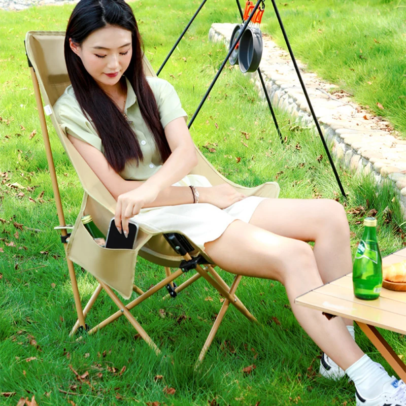 Portable Folding Camping Chair with Headrest Lightweight Tourist Chairs Aluminum Alloy Fishing Chair Outdoor Furniture