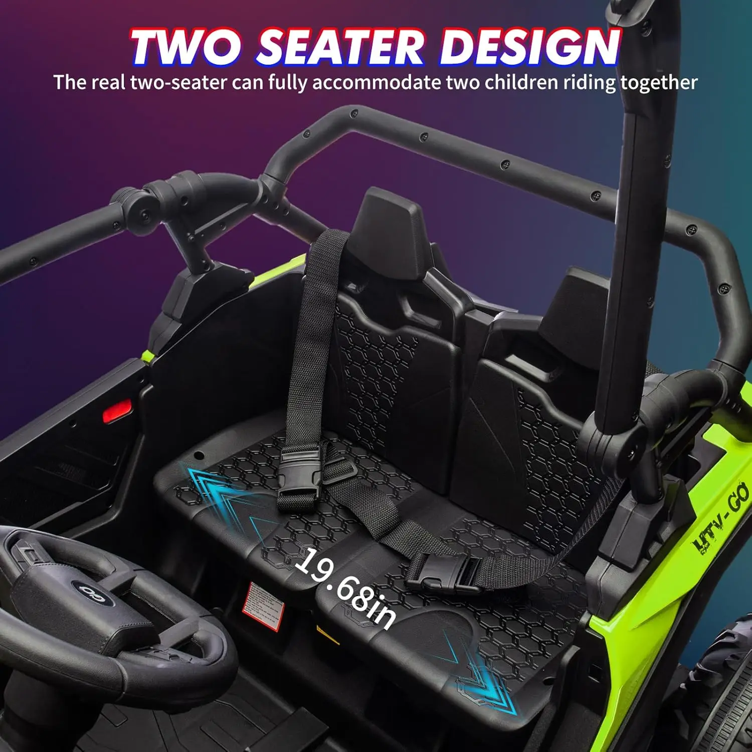 24V 2-zits rit-on UTV kinderen 4WD off-road elektrisch voertuig, afstandsbediening, LED-verlichting, muziek, hoorn, schokdempers, 110 lbs belasting