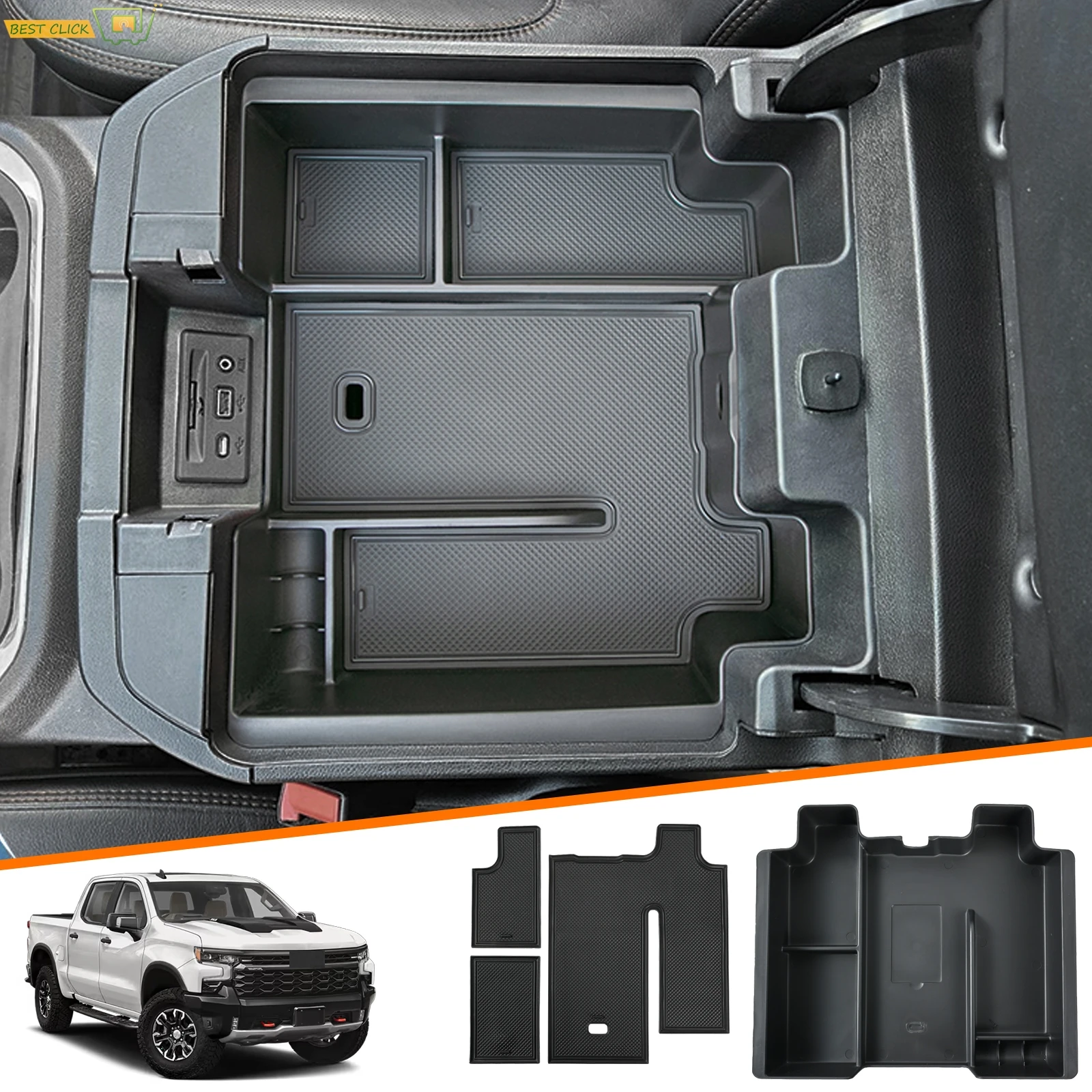 

Center Console Organizer Tray Armrest Storage Box Pallet For Chevrolet Silverado 1500 GMC Sierra 1500 2500/3500 HD Accessories