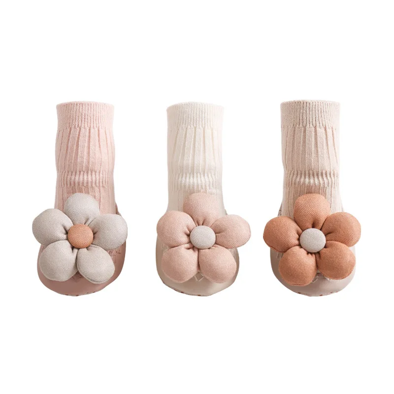 Flower Baby Girls Socks Antumn Floor Hose Footwear Toddler Shoes Soft Anti-Slip Sokken Newborn Accessories Cute Safe Cotton Sox