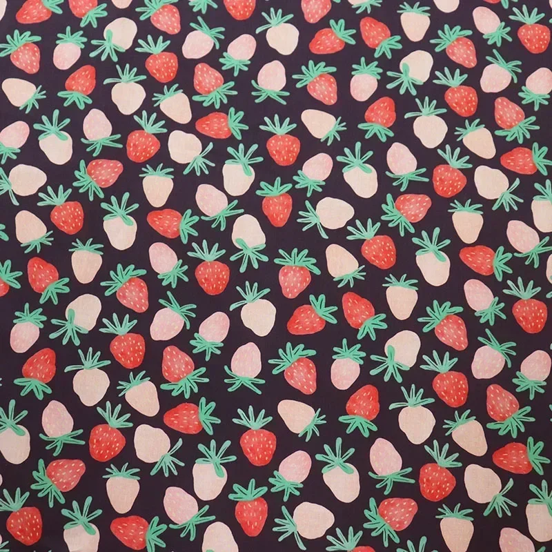 Strawberry flower red 80S Tissun Free cotton fabric for kids, baby sewing cloth skirt DIY handmade designer patchwork0.5cm