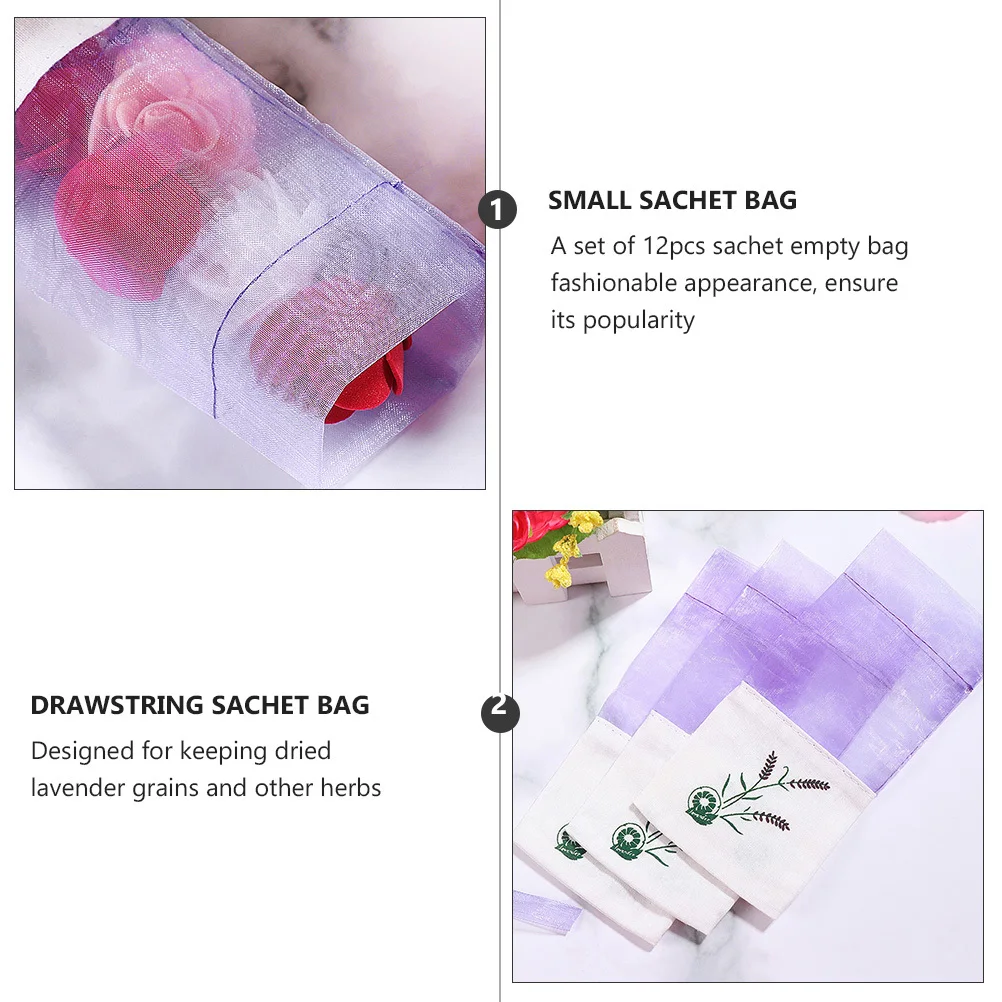 

12Pcs Sachet Empty Bags Gauze Mesh Pouches for Dried Lavender Grains Herbs Travel Storage Organizer Drawstring Sachet Bag
