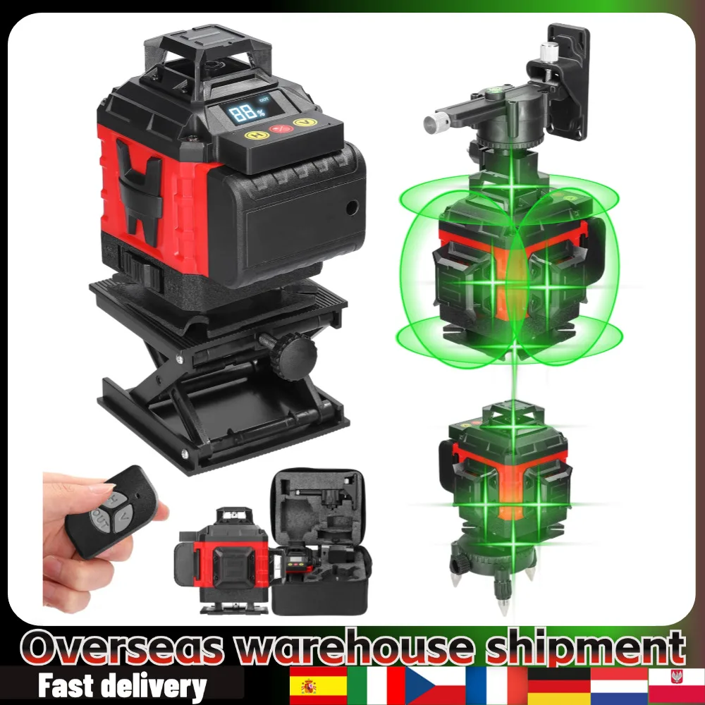 4D 16 Lines Laser Level Self-leveling 360° Green Laser Level Tools USB Rechargeable Wall Sticker Home Improvement Tool