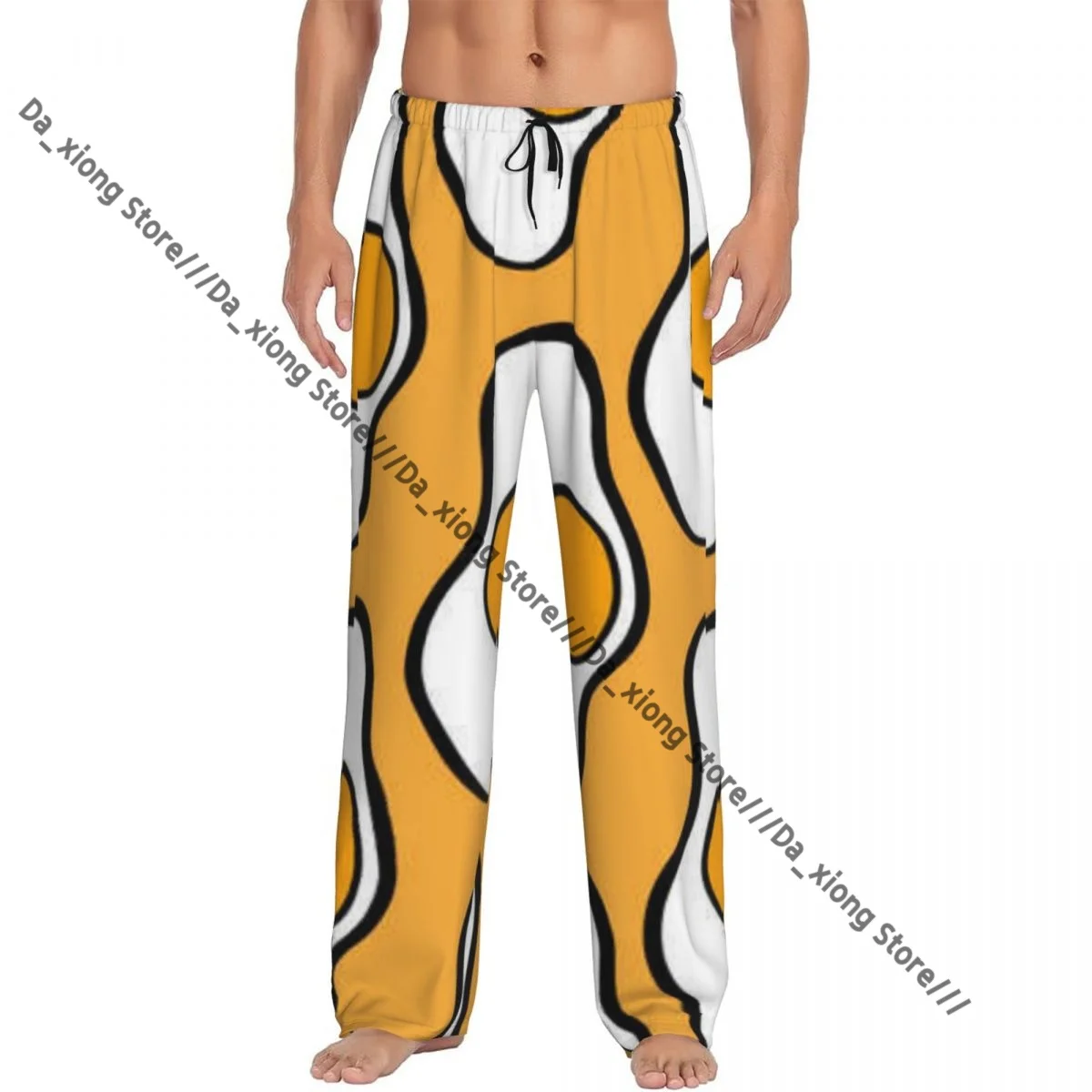

Mens Casual Pajama Long Pant Loose Elastic Waistband Tasty Egg Pattern Cozy Sleepwear Home Lounge Pants