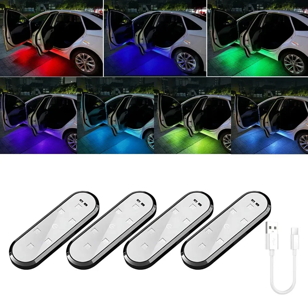 1/2 PCs Car Door Lights LED Welcome Light Magnetic Control USB Charging Auto Open Door Safe Anti-collision Emergency Signal Lamp