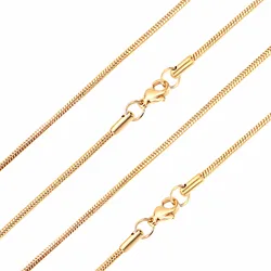 LUXUSTEEL Stainless Steel Jewelry Hip-hop Style 3mm * 45cm/50cm/55cm/60cm Round Snake with Chain Necklace in Gold Color Gift