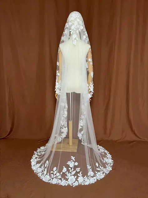 180cm Wedding Veils Lace Appliques One Layer Bridal Veils Headpiece Bride Accessory Women Hair Decoration image 5