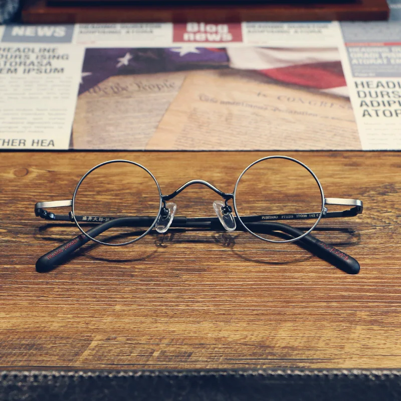 vintage-small-round-frame-glasses-metal-rim-ex-antique-sle-optical-frame-memory-metal-full-frame-for-nearsightedn