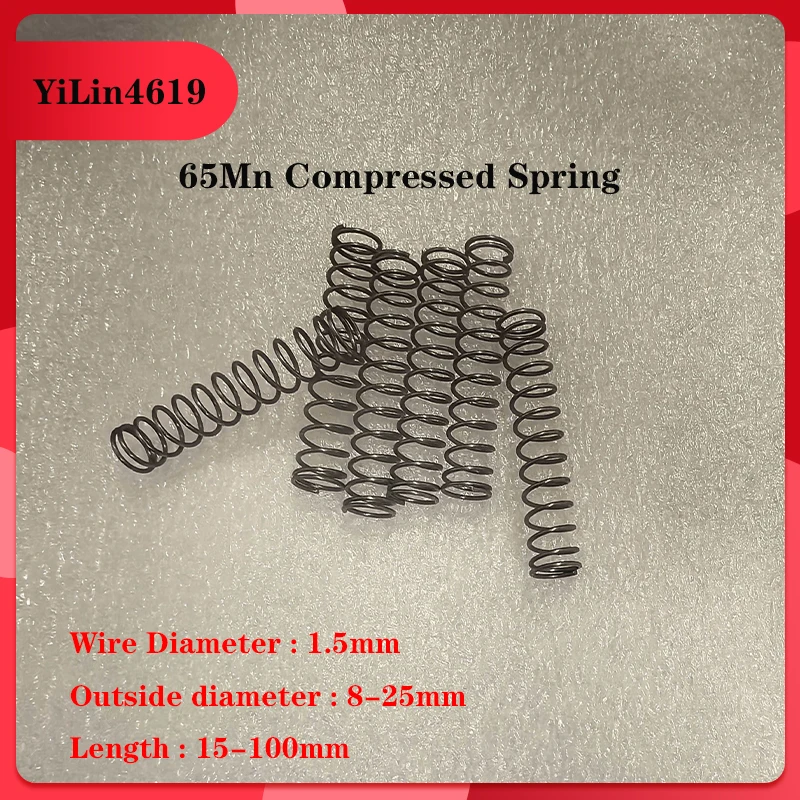 65MN Compression Springs  Wire Diameter 1.5mm Outer Diameter 8-25mm, Length 15-100mm for Engineering And Manufacturing