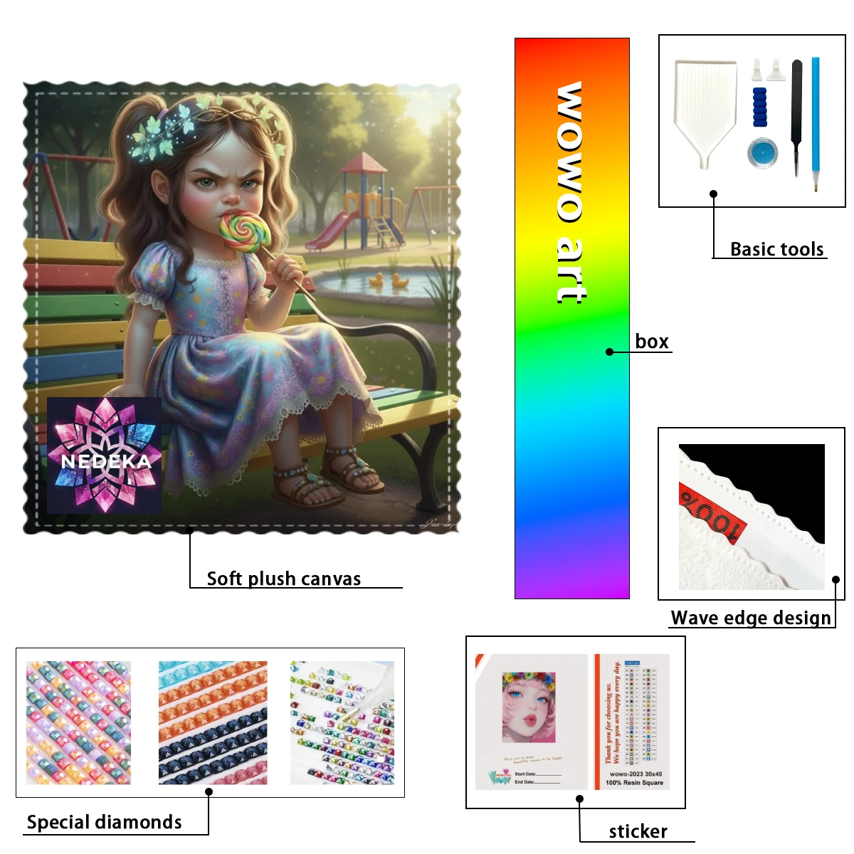 

【NEDEKA_ Diamond Art】The girl eating lollipops Crystal AB Rhinestone FD Rhinestone Perfect Resin Diamond