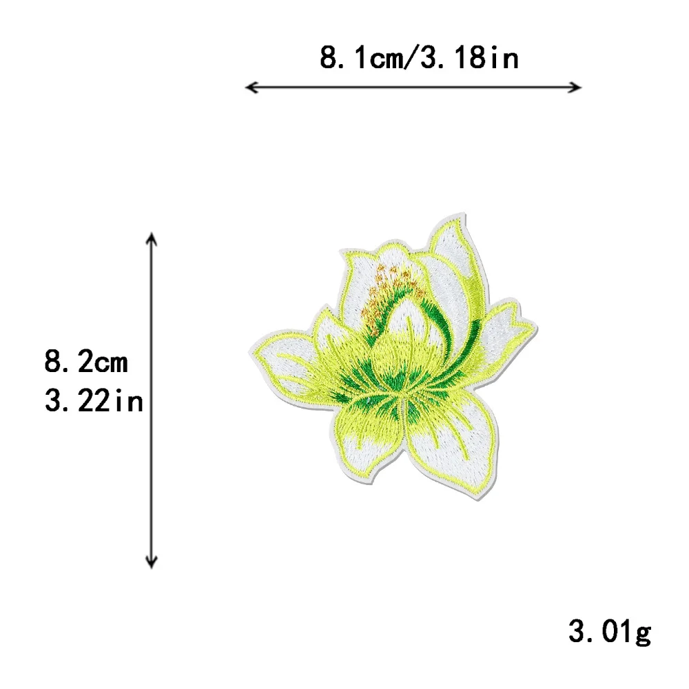 10pcs Embroidered Plum Blossom Lotus Rose Clothing Patches Iron On Flower Logo Sewing Garments Badge Wholesale