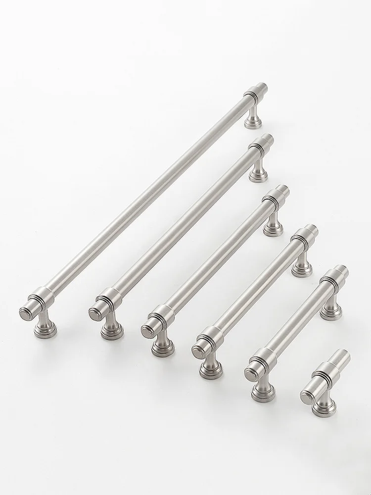 Brushed Nickel Brass Furniture Handles Matte Silver Cabinet Pull Handle Drawer Bar Modern Nordic Door Knob Brass Hardware