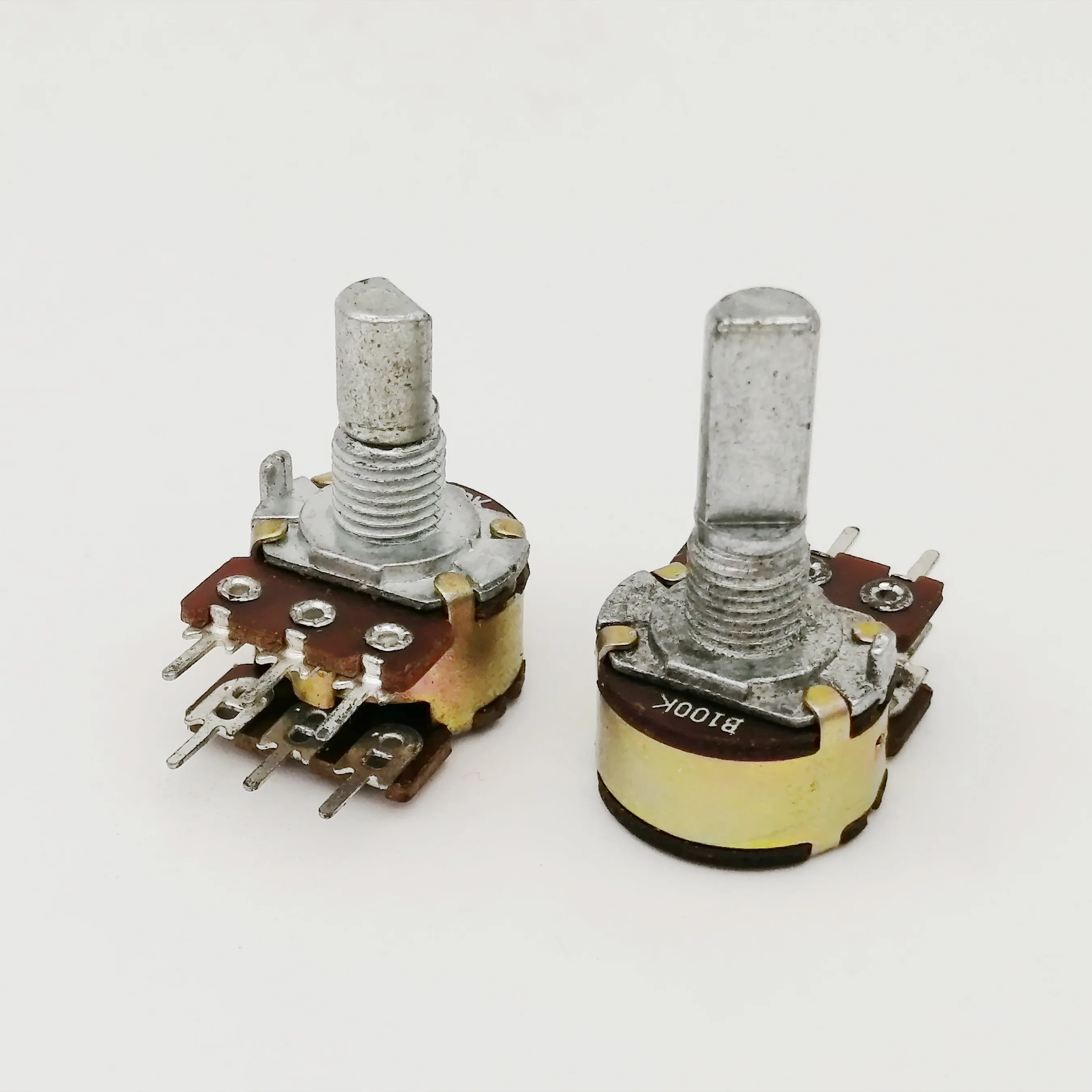 2 Piece 16 Type B100K Stereo Channel Volume Adjust  Potentiometer D Shaft 15mm/20mm 6-Pin