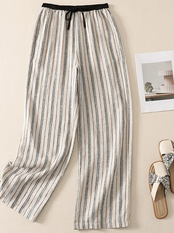 

plus Size Casual Pants Women's Summer Fashion Korean Design Loose Wide Leg Pants High Waist Straight Cut Polyester Inner Mate...