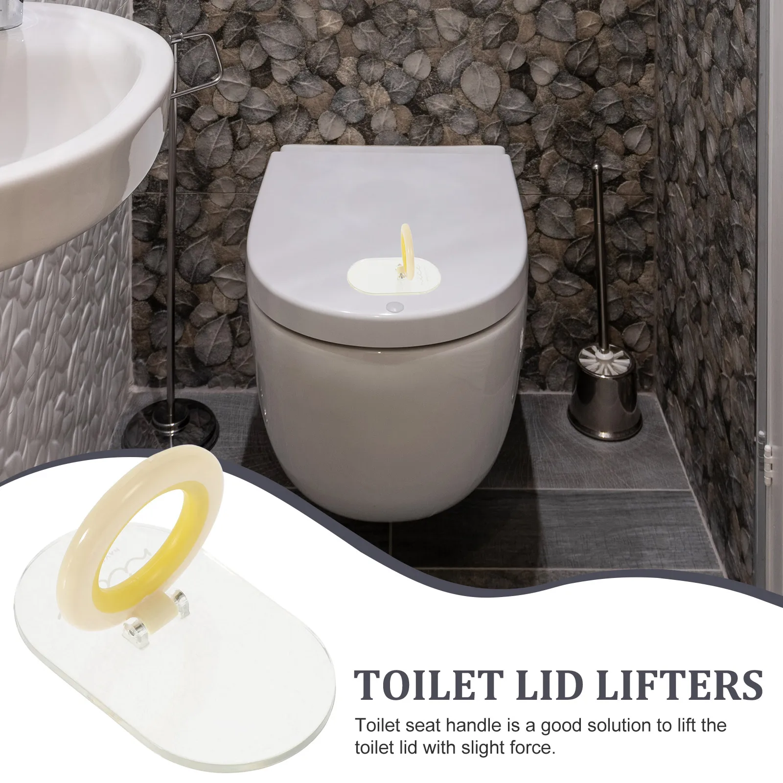 

2Pcs Adhesive Toilet Cover Lifter Safe Healthy Home Decorative Keys Cables Glasses Hanger Toilet Seat Lifter Bathroom Supplies