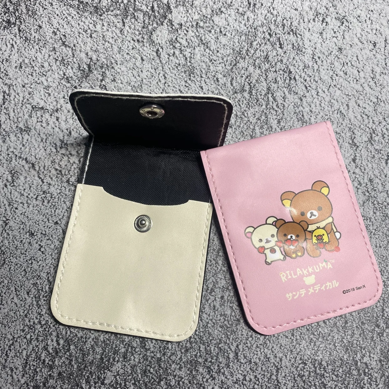 Rilakkuma ID Card Holder for Women Cartoon Anime Bear Kawaii Cute Card Case Leather Pink Cardholder Card Protector Cover