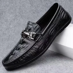 Genuine Leather Men Casual Shoes Luxury Brand New Mens Loafers Moccasins Breathable Slip on Black Driving Shoes Plus Size 37-45