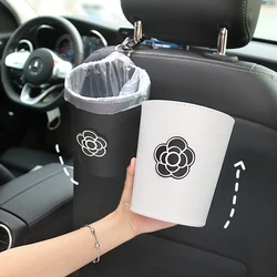 Cute Cartoon Flower Car Trash Bin Can for Back Seat Headrest Mini Auto Outlet Air Vent Organizer Rubbish Bag Garbage Storage