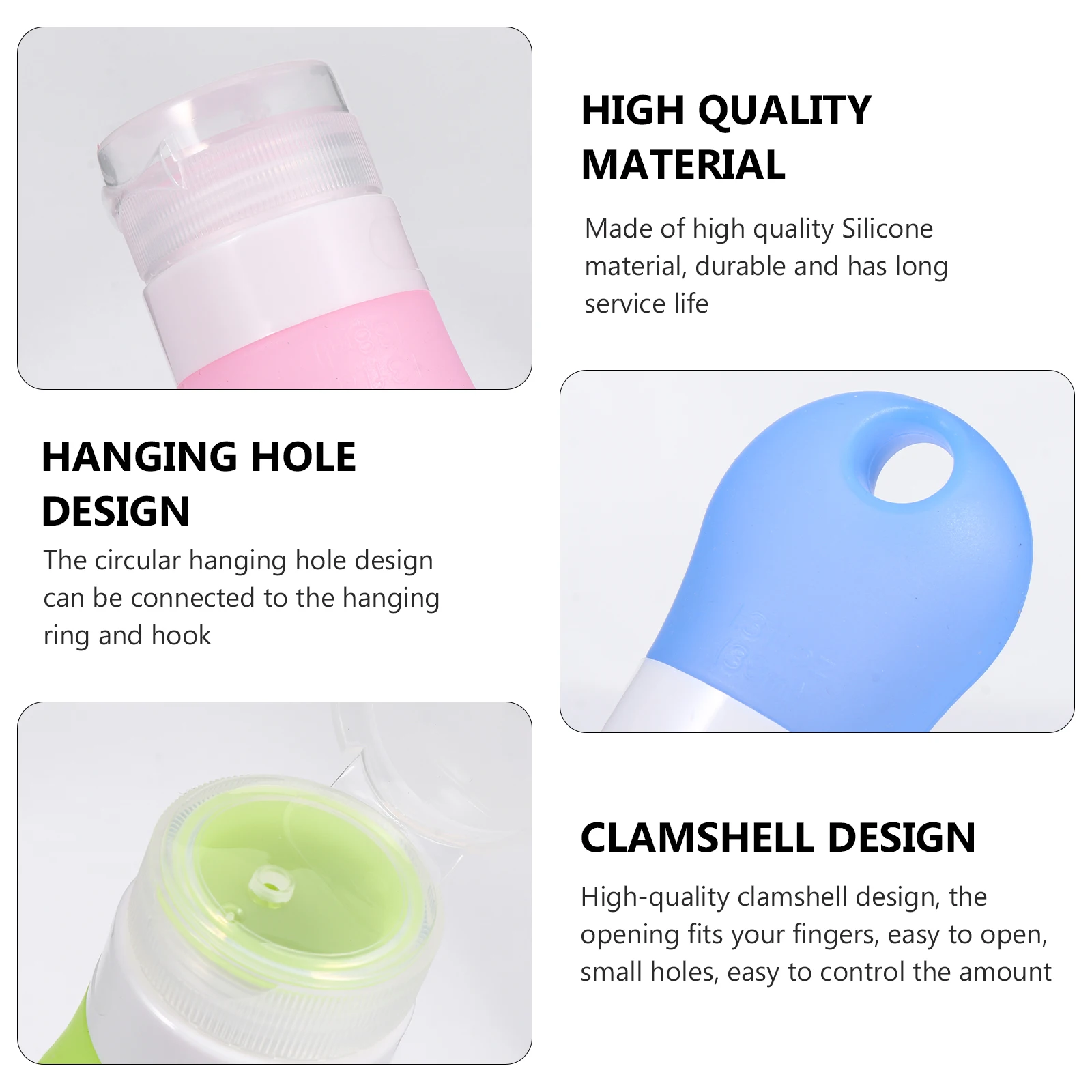 

4 Pcs 38ml Silicone Gel Bottles Pink Green Blue White Travel Toiletries Containers Reusable Portable Squeeze Sealed Liquid