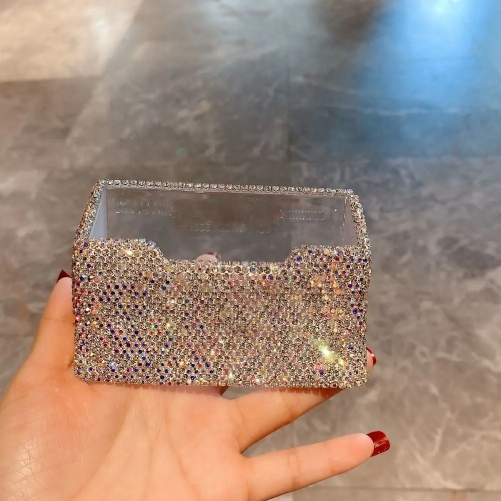 

Rhinestone-inlaid Business Card Holder Acrylic Luxury Table Top Organizer Elegant Card Storage Name Card Case Office Decoration