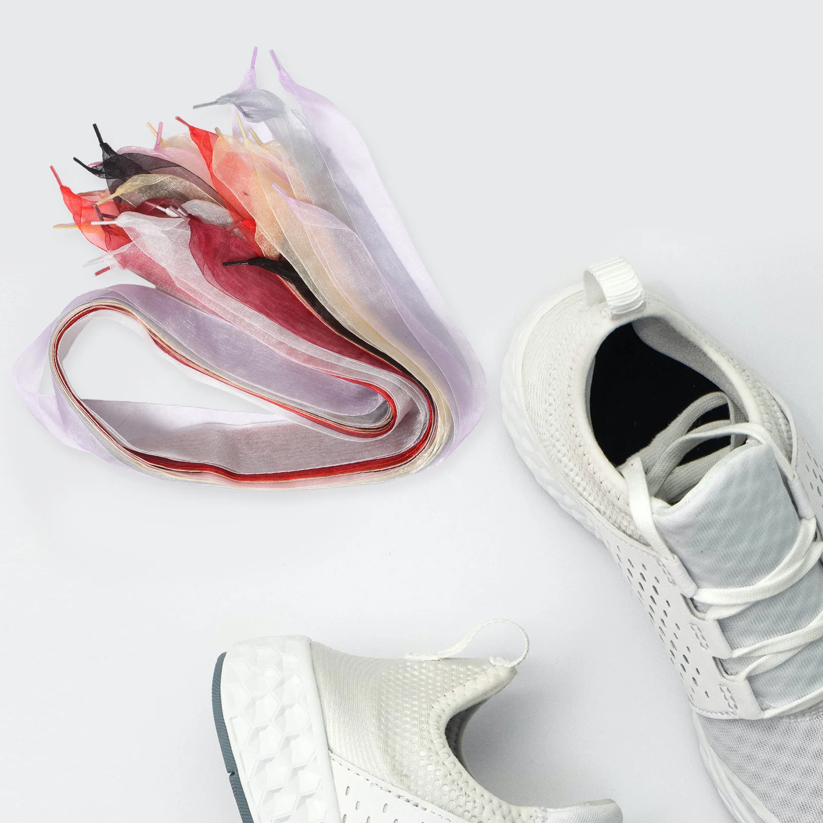 

11 пар шифоновых шнурков с лентой, сменные шнурки на плоской подошве, женские повседневные кроссовки, спортивная обувь, разноцветные шнурки для обуви