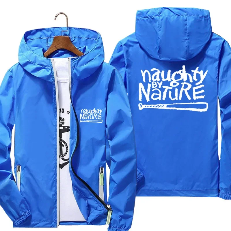 Men Naughty By Nature Old School Rap Skateboardinger Music Band Hooded Bomber Zipper Thin Windbreaker Coat Pilot Jacket Clothing