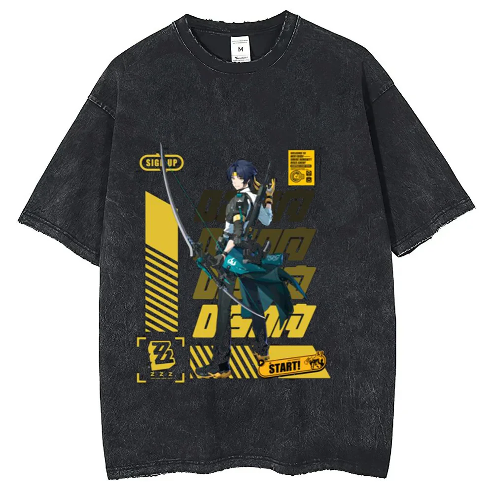 Zenless Zone Zero cotton Vintage Washed shirt teen harajuku  80s Y2k Breathable t shirt Y2k Breathable harajuku Vintage kawaii