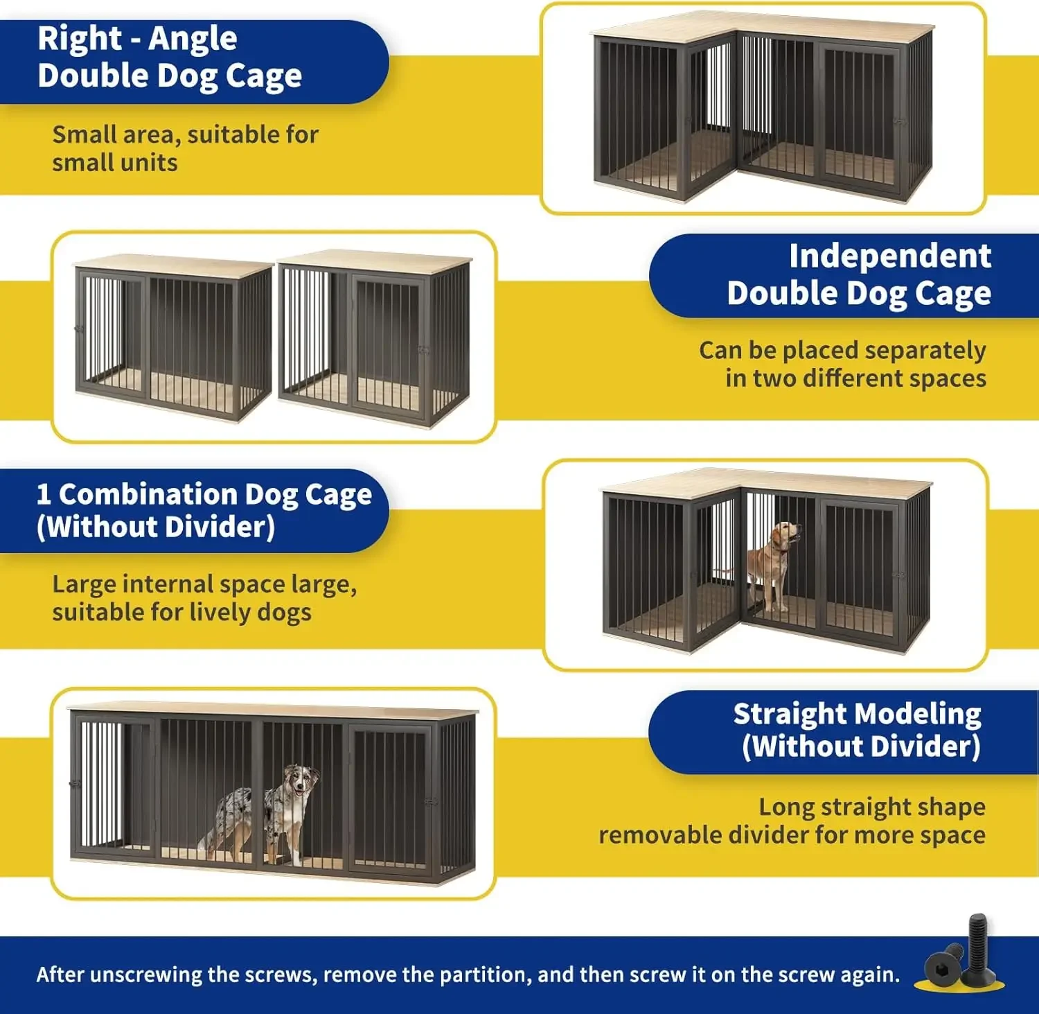 Dog Crate Furniture for 2 Dogs, 80.7