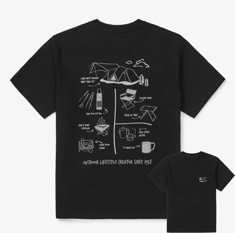 Sommer-Baumwoll-T-Shirt mit Schweißabsorption für Camping und Outdoor-Sport, Einfarbig, Modische Marke für Männer und Frauen mit Kurzen Ärmeln – Detail 3