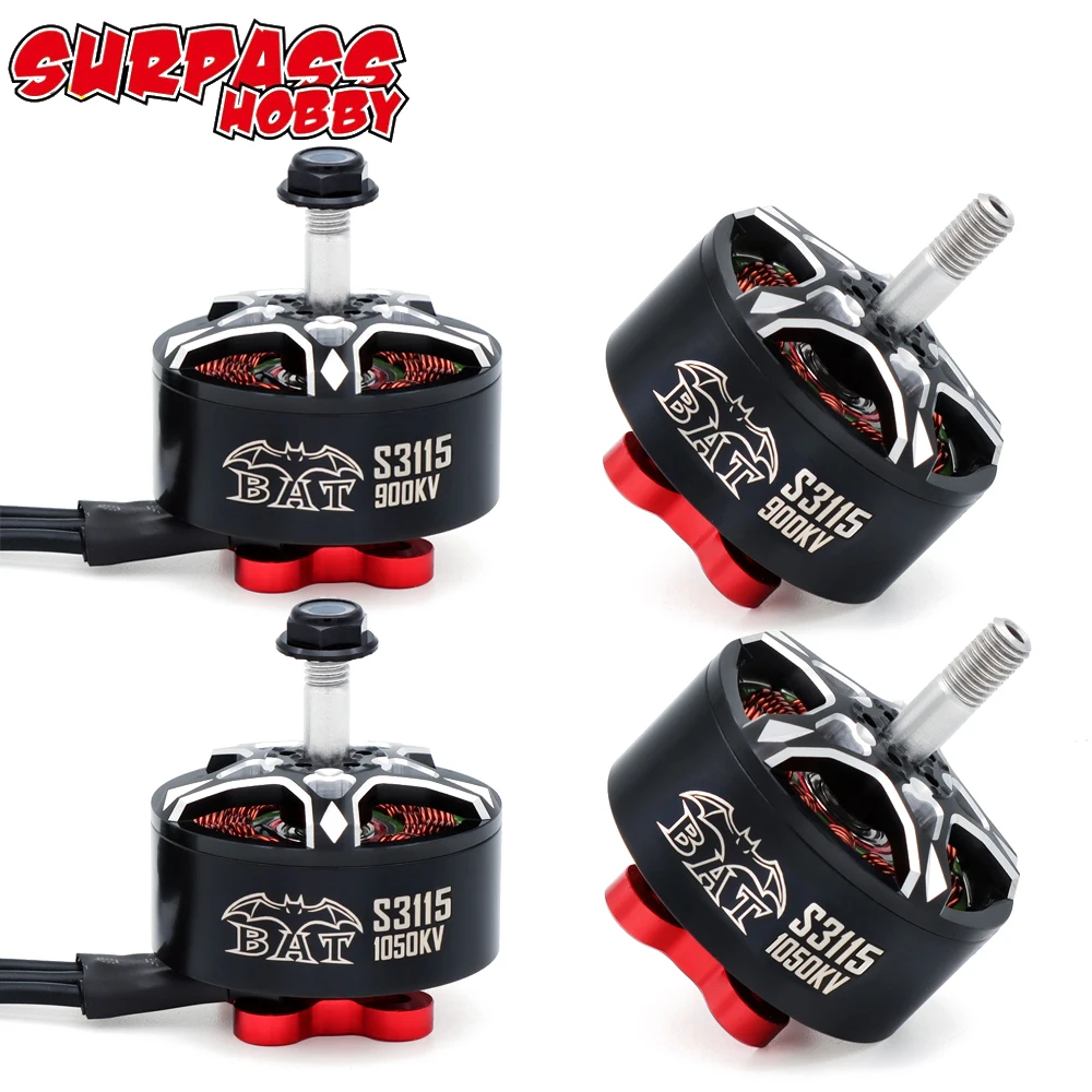 

Surpass Hobby Bat S3115 3115 KV900/ KV1050 6S 14-Pole CW Brushless Motor Alloy Steel M5 Shaft For RC FPV Racing Drone Quadcopter