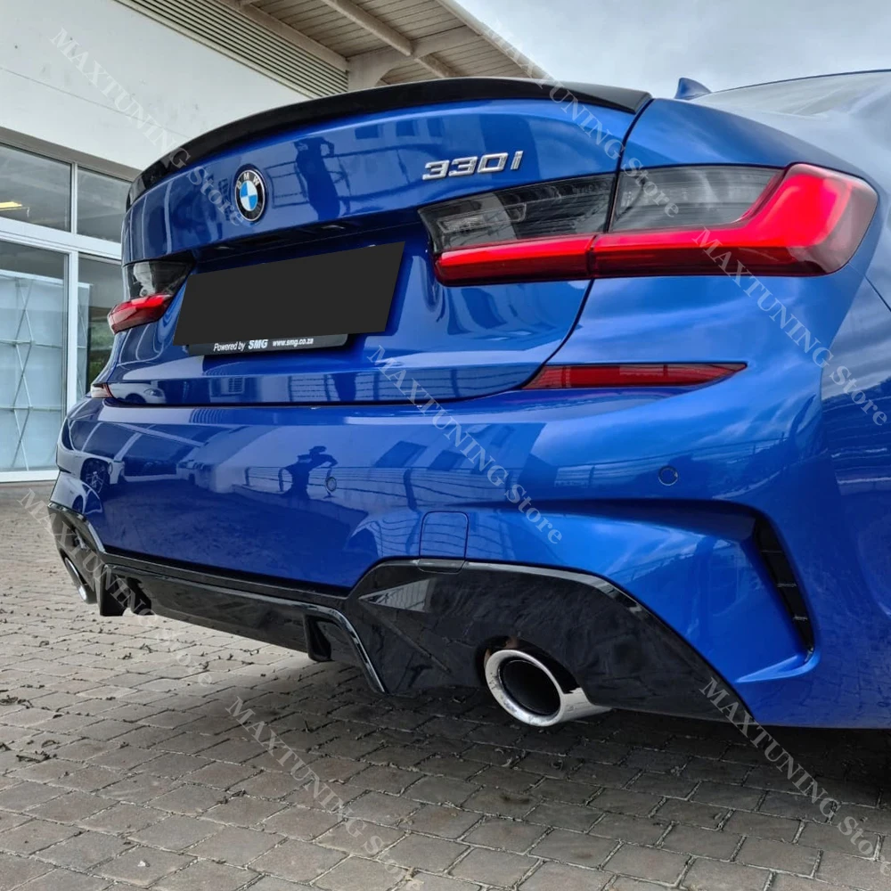 

Глянцевый черный диффузор заднего бампера для BMW 3 серии G20 G21 318i 320i 320d 330i 330d M Sport 2019-2022 Pre-LCI MP Style Body Kit