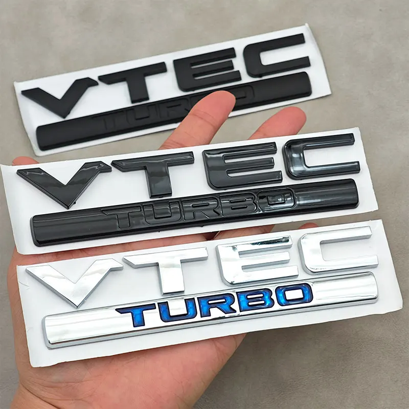 

3D ABS Chrome Black Letters VTEC TURBO Logo Badge Emblem Car Rear Trunk Sticker for Honda Civic Accord CRV Auto Accessories