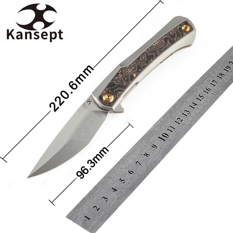 

Kansept Knives Kratos 2023 New Folding Knife CPM-S35VN Blade with Titanium Handle Carbon Fiber Inlay Ostap Hel Designed for Men