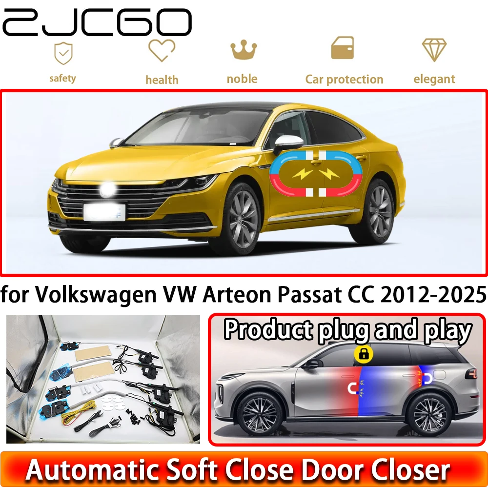 

ZJCGO for Volkswagen VW Arteon Passat CC 2012-2025 OEM Soft Close Door Kit Power Closing Latch System Auto Pull Door Easy Close