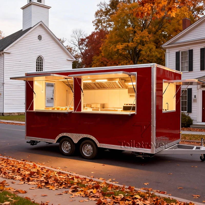 Concession Sweet Snack Curved Commercial Food Truck Outdoor Mobile Food Truck Trailer Mobile Food Trailer with Concession Window