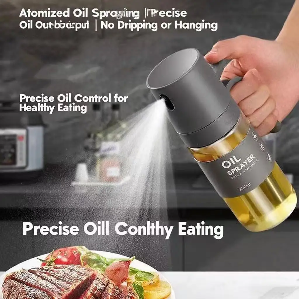 Leak-Proof Olive Oil Spray Bottle, Precise Oil Control for Cooking, Grilling & Air Fryer, Transparent Kitchen Camping Accessory