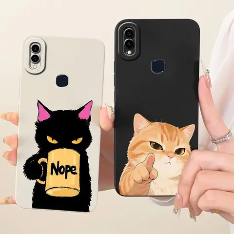 Pour Vivo V11 Pro V11i étui antichoc liquide Silicone couverture souple mignon dessin animé chat téléphone coque arrière pour Vivo 1804 1806 1814 Funda