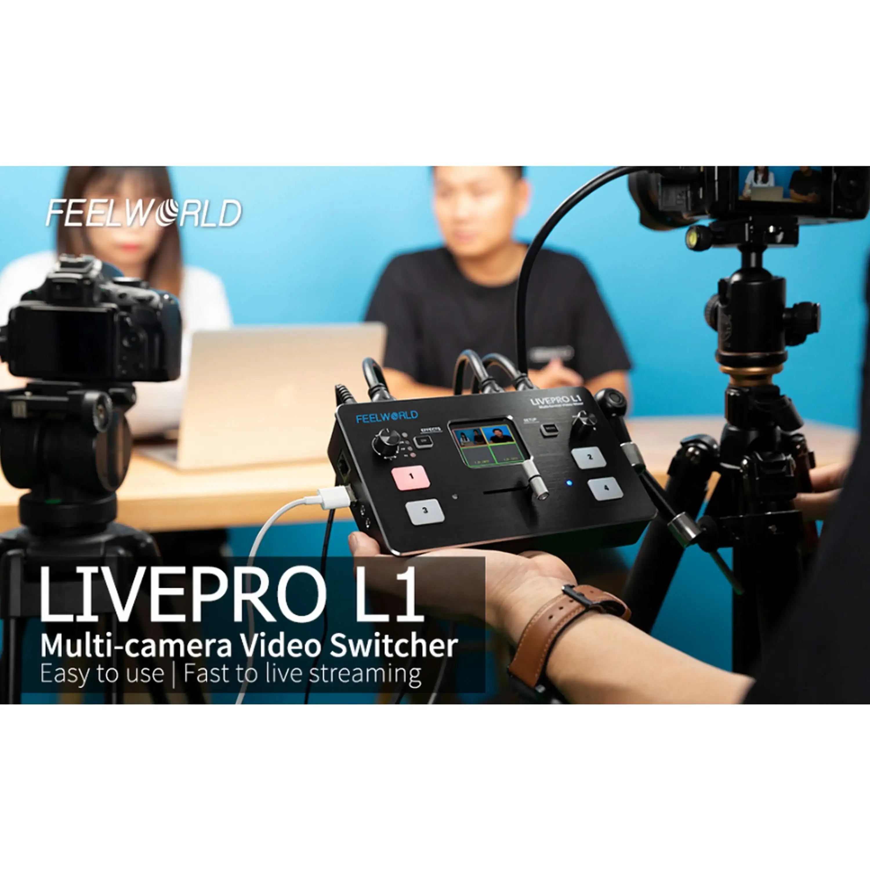 FEELWORLD  Newest 4 hdmi inputs usb 3.0 live streaming and recording video switcher