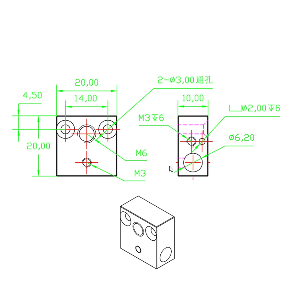 Ender 3 beheizter Block Aluminium/Messing/plattiertes Kupfer CR10/Ender 3V2/Ender5 beheizter Block Bimetallhals für Ender 3 – Detail 6