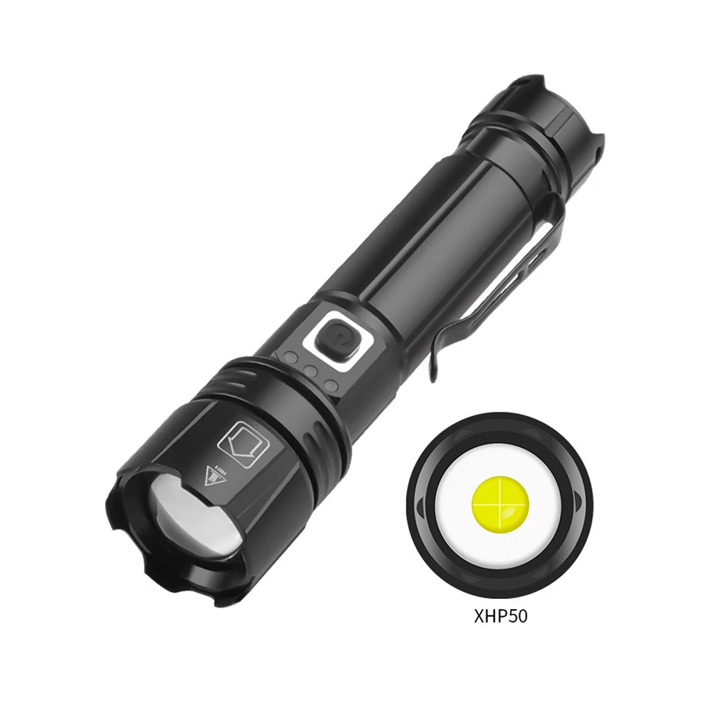 Linterna LED impermeable para acampar, senderismo, caza, tipo antorcha recargable